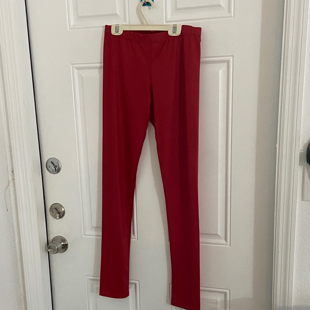 Vibrant red pleather Leggings